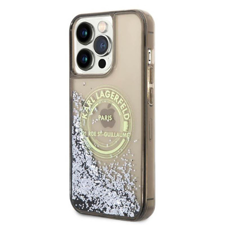 Karl Lagerfeld Liquid Glitter Round RSG Logo Case - iPhone 14 Pro Max tok (fekete)
