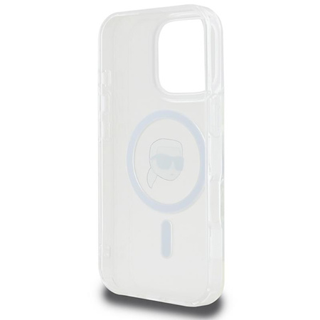 Karl Lagerfeld IML Metal Karl Head MagSafe - pouzdro pro iPhone 16 Pro (bílé)