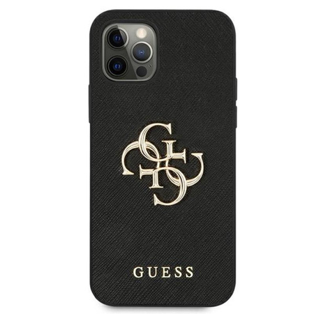 Guess Saffiano 4G Big Metal Logo - Etui iPhone 12 / iPhone 12 Pro (czarny)