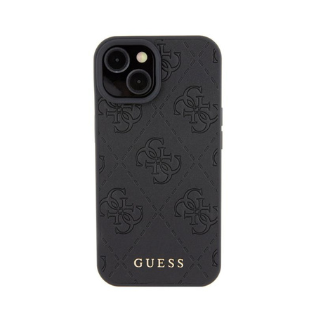Guess Leather 4G Stamped - pouzdro pro iPhone 15 (Black)