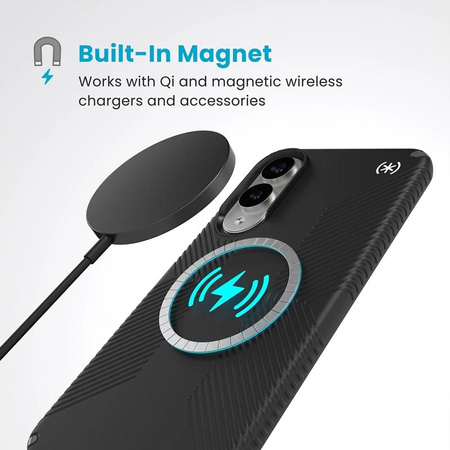 Speck Presidio2 Grip Magnet - Samsung Galaxy S25 Edge MagSafe tok (fekete/lemezszürke/fehér)
