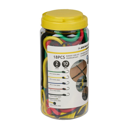 Dunlop - Gumové / zavazadlové popruhy s háčky 18 ks