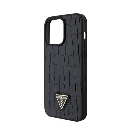 Guess Croco Triangle Metal Logo - iPhone 15 Pro Max Case (black)