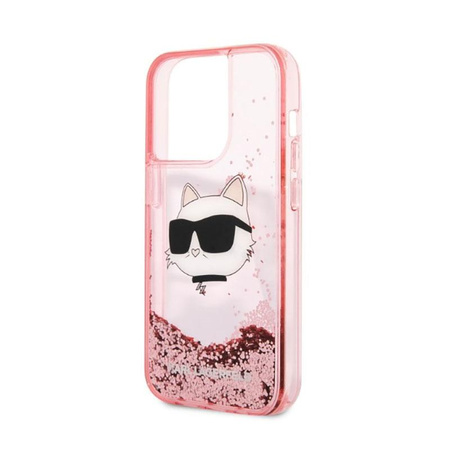 Karl Lagerfeld Liquid Glitter NFT Choupette Head - Hülle für iPhone 14 Pro Max (Pink)