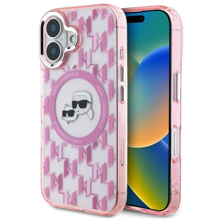 Karl Lagerfeld IML Monogram Karl & Choupette Head MagSafe - iPhone 16 Case (pink)