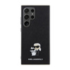 Karl Lagerfeld Saffiano Karl & Choupette Metall-Anstecknadel - Samsung Galaxy S24 Ultra Tasche (schwarz)