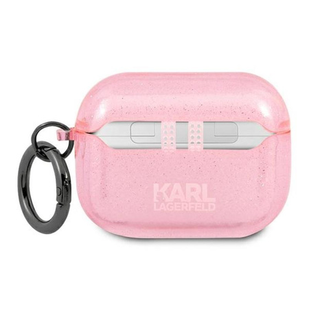 Karl Lagerfeld Karl Head Glitter - pouzdro na Airpods Pro (růžové)