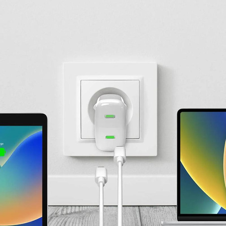 PURO MiniPro Wall Charger GaN - 2 x USB-C 35W PD wall charger (white)