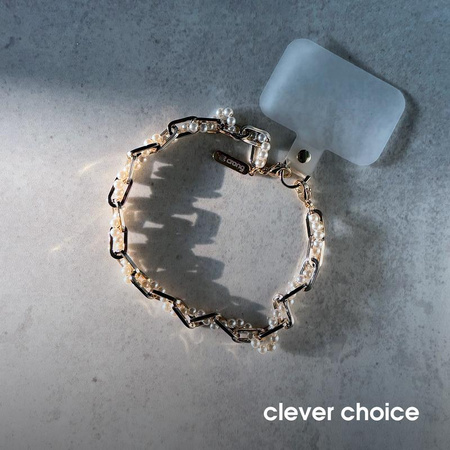 Phone Charm Glam Twist – stylowa zawieszka z perełkami i złotymi ogniwami