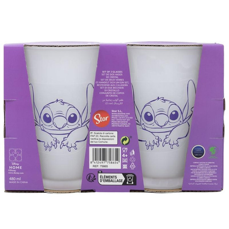 Disney Stitch - Sada dvou sklenic v ozdobné krabičce (490 ml)