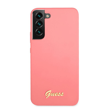 Guess Szilikon Script Metal Logo - Samsung Galaxy S22 tok (fukszia)
