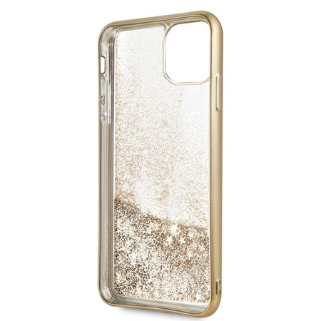 Guess 4G Peony Liquid Glitter - Coque iPhone 11 Pro Max (Or)