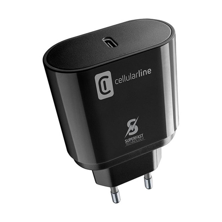 Cellularline - Chargeur secteur USB-C Super Fast Charger 25W (Conçu pour Samsung) (noir)