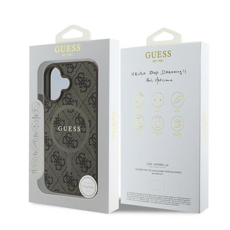 Guess 4G Ring Classic Logo MagSafe - iPhone 16 Plus Tasche (braun)