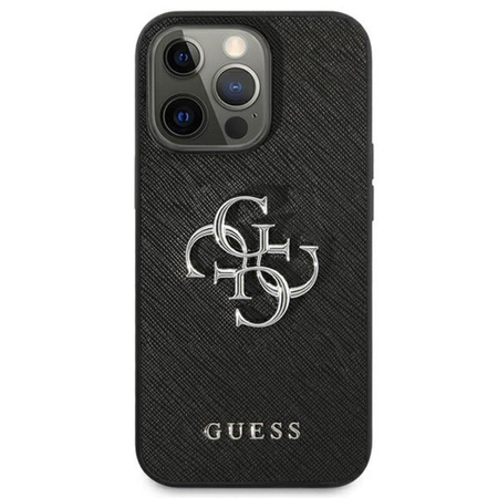 Guess Saffiano 4G Big Silver Logo - Coque iPhone 13 Pro (noir)