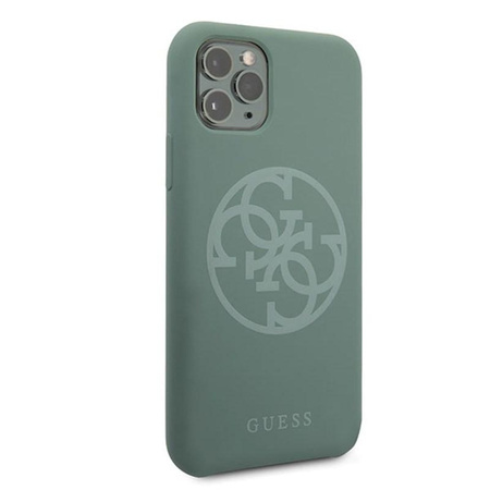 Guess Silicone 4G Tone to Tone - Coque iPhone 11 Pro Max (kaki)