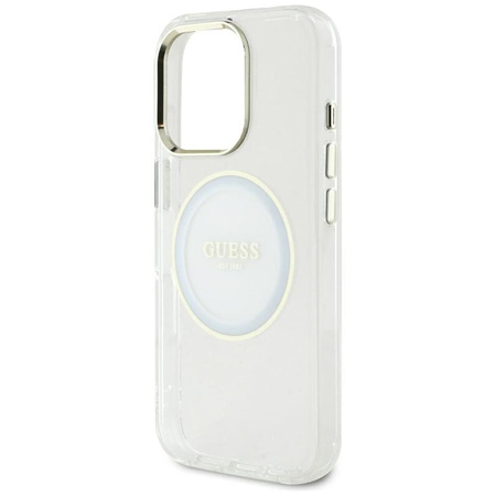 Guess IML Metal Coloured Circle Classic Logo MagSafe - pouzdro pro iPhone 16 Pro Max (bílé)