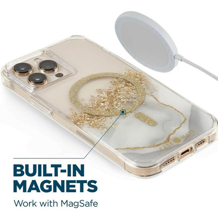 Case-Mate Karat MagSafe - pouzdro pro iPhone 14 Pro zdobené zlatem (Marble)