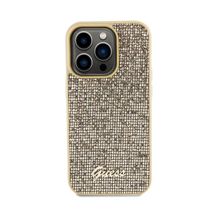 Guess Disco Metal Script - Coque iPhone 14 Pro (Or)