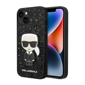 Karl Lagerfeld Glitter Flakes Ikonik - Coque pour iPhone 14 (noir)