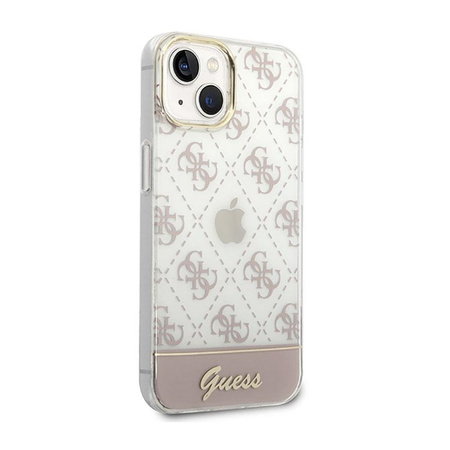 Guess 4G Stripe Script Logo Electroplated Pattern - iPhone 14 Plus Case (pink)