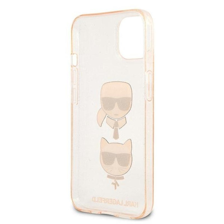 Karl Lagerfeld Glitter Karl & Choupette Head - pouzdro na iPhone 13 (zlaté)