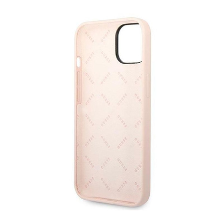 Silikonové pouzdro Guess s trojúhelníkovým logem - iPhone 14 Plus (růžové)
