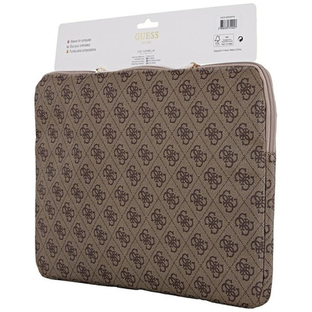 Guess 4G Zipper Pocket Triangle Logo Sleeve - Laptop Sleeve 14" (brown)