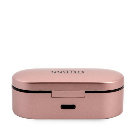 Guess True Wireless Earphones BT5.0 5H - sluchátka TWS + nabíjecí pouzdro (růžová)