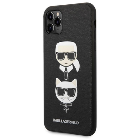 Karl Lagerfeld Saffiano Karl & Choupette Heads - pouzdro pro iPhone 11 Pro Max (černé)