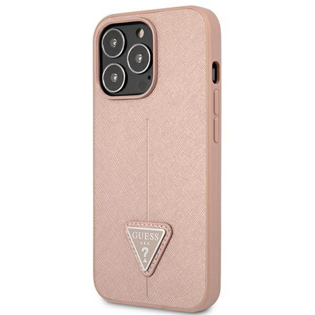 Guess Saffiano Triangle Logo Case - iPhone 13 Pro Max Case (pink)