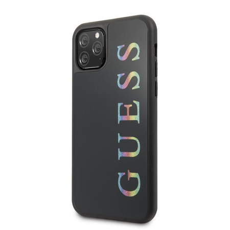 Guess Dupla rétegű csillám tok Logo többszínű - iPhone 11 Pro tok (fekete/többszínű)