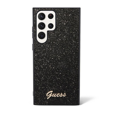 Guess Glitter Flakes Metall Logo Case - Samsung Galaxy S23 Ultra (schwarz)