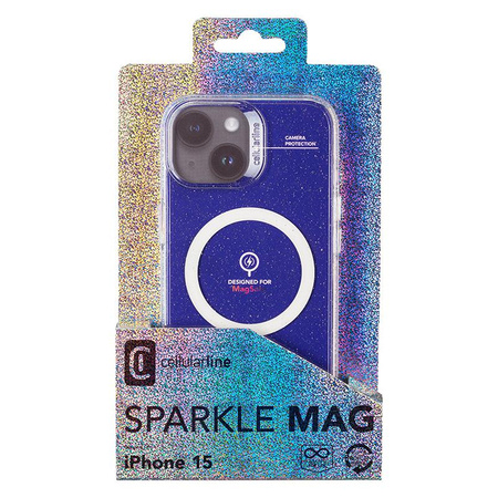 Cellularline Sparkle Mag - iPhone 15 MagSafe Tasche (Transparent)