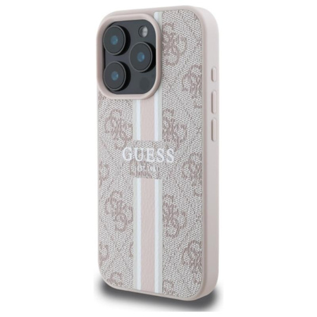 Pouzdro Guess 4G MagSafe s potiskem pruhů - iPhone 16 Pro Max (růžové)