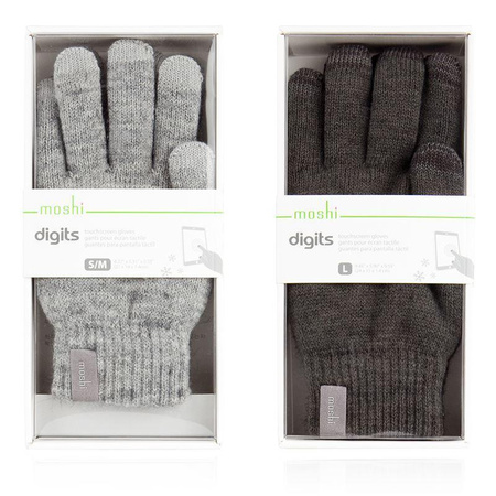 Moshi Digits Touchscreen Handschuhe - Smartphone Touchscreen Handschuhe (L) (Dunkelgrau)