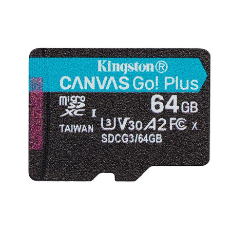 Kingston Canvas Go Plus microSDXC - 64GB A2 V30 Klasse 10 UHS-I U3 Speicherkarte 170/70 Mbps mit Adapter