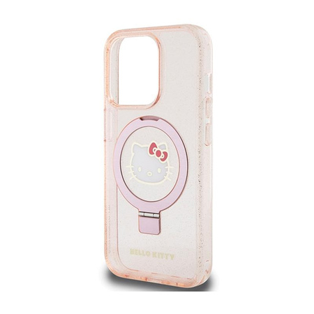 Hello Kitty Ring Stand Glitter Electrop Logo MagSafe - Hülle für iPhone 15 Pro (rosa)