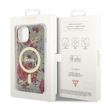 Guess Flower MagSafe - iPhone 14 Plus Tasche (Grün)