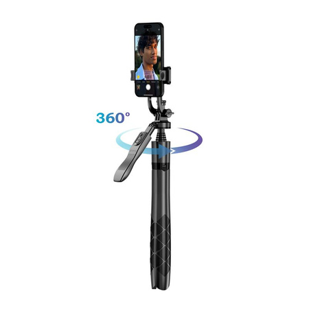 Crong SelfieGo Ultra - Aluminium Selfie-Stick Bluetooth-Stativ (schwarz)