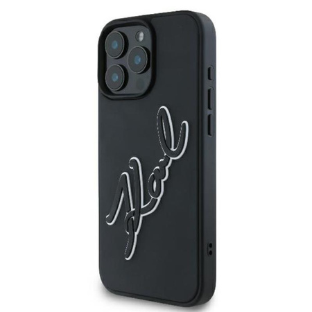 Karl Lagerfeld 3D gumi Bicolor Signature - iPhone 16 Pro tok (fekete)