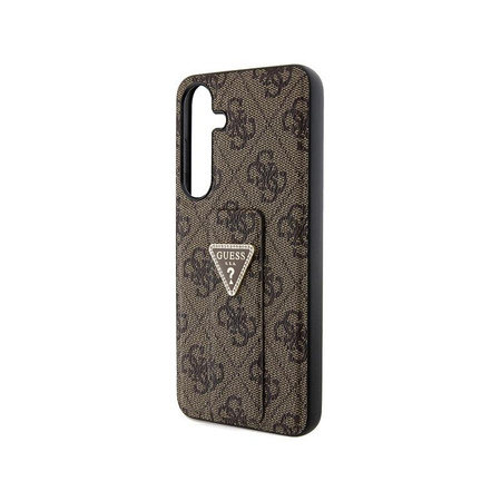 Guess Grip Stand 4G Triangle Strass Logo - Pouzdro Samsung Galaxy S24+ (Hnědé)