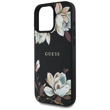 Guess Grained Printed Flower Pattern MagSafe - Case for iPhone 16 Pro Max (black)