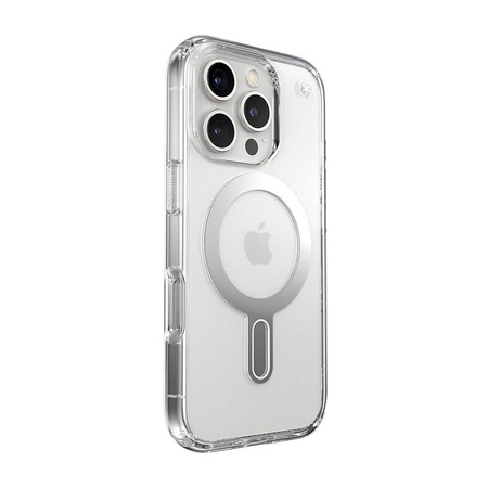 Speck Presidio Perfect-Clear ClickLock & MagSafe - iPhone 16 Pro Case (Clear / Chrome Finish / Serene Silver)