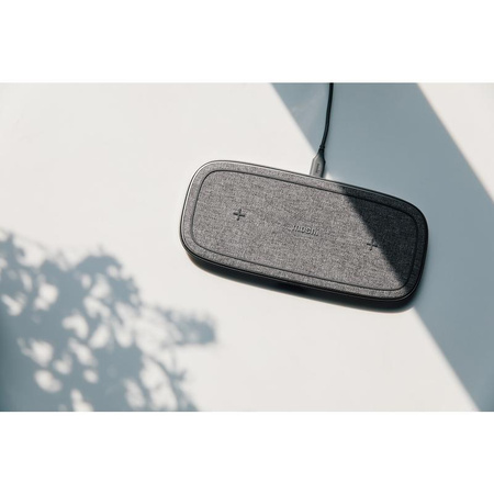 Moshi Sette Q - Duales drahtloses induktives Qi-Ladegerät für iPhone und Android (Nordisches Grau)