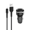 Borofone - car charger 2x USB Lightning cable included, black