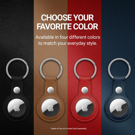 Crong Bőr tok kulcstartóval - Bőr kulcstartó Apple AirTaghez (tengerészkék)