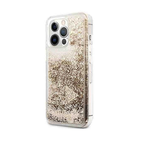 Guess Liquid Glitter Charms - Coque iPhone 14 Pro (Or)