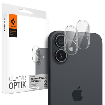 Spigen Optik GLAS.TR Camera Protector 2-Pack - Verre de protection pour iPhone 16 / 16 Plus (2 pcs) (Transparent)