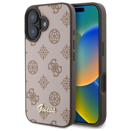 Guess Peony Script MagSafe - Coque iPhone 16 (marron)